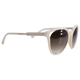 Balmain-Balmain BL2507 Round Sunglasses in White Acetate-White,Cream