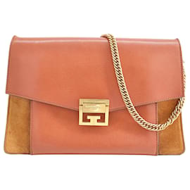 Givenchy-Givenchy GV3 Flap Bag Medium in Brown Leather-Brown,Red