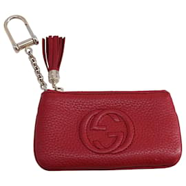 Gucci-Porte-monnaie Gucci Soho Key Case en cuir rouge-Rouge