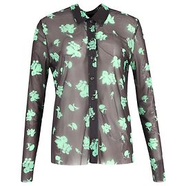Camisa de malla estampada Ganni en poliamida negra Negro