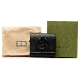 Gucci-Gucci Leather Blondie Interlocking G Wallet Leather Short Wallet 760316 in excellent condition-Black