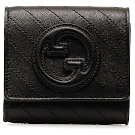 Gucci-Gucci Leather Blondie Interlocking G Wallet Leather Short Wallet 760316 in excellent condition-Black