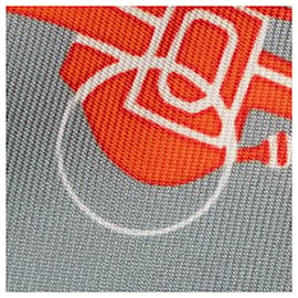 Hermès-Hermes Ex-Libris Carriage Pattern Twilly Scarf Cotton Scarf in Excellent condition-Orange