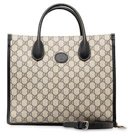 Gucci-Gucci GG Supreme Small Tote Bag Canvas Tote Bag 659983 in excellent condition-Brown