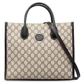 Gucci-Gucci GG Supreme Small Tote Bag Canvas Tote Bag 659983 in excellent condition-Brown