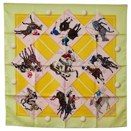 Hermès-HERMES CARRE 90 Cup Palm Beach Scarf Cotton Scarf in Good condition-Yellow