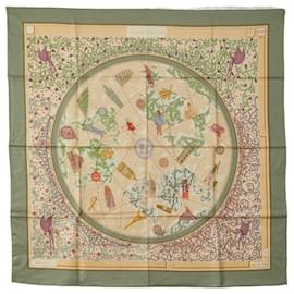 Hermès-HERMES CARRE 90 Cotton Scarf in Good condition-Green