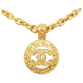 Chanel-Chanel Vintage Coco Mark Round Chain Necklace Gold Plated in Great Condition-Golden