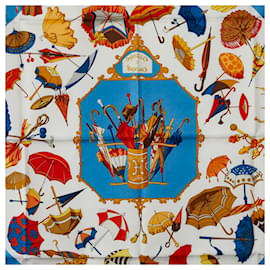 Hermès-HERMES CARRE 90 Ombrelles et Parapluies Scarf Cotton Scarf in Good condition-Blue