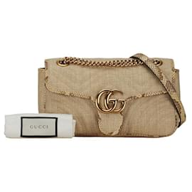 Gucci-Gucci Raffia GG Marmont Shoulder Bag Natural Material Shoulder Bag 443497 in good condition-Other