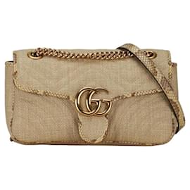 Gucci-Gucci Raffia GG Marmont Shoulder Bag Natural Material Shoulder Bag 443497 in good condition-Other