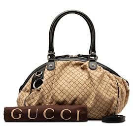 Gucci-Gucci Diamante Canvas Sukey Handbag  Leather Shoulder Bag 223974 in good condition-Other