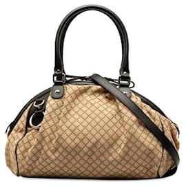 Gucci-Gucci Diamante Canvas Sukey Handbag  Leather Shoulder Bag 223974 in good condition-Other