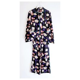 Prada Resort 2008 Silk Lounge Pajamas Pyjamas Black