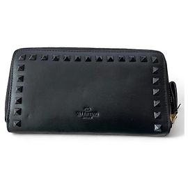 Valentino Garavani Rockstud Leather Wallet Black Black