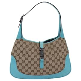 Gucci-GUCCI Jackie GG Canvas Shoulder Bag Light Blue Beige 00963 Auth yk12888A-Beige,Light blue