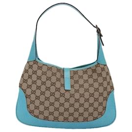 Gucci-GUCCI Jackie GG Canvas Shoulder Bag Light Blue Beige 00963 Auth yk12888A-Beige,Light blue