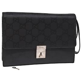 Gucci-GUCCI GG Canvas Clutch Bag Black Auth yk12865-Black