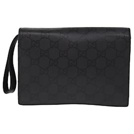 Gucci-GUCCI GG Canvas Clutch Bag Black Auth yk12865-Black
