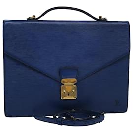 Louis Vuitton-LOUIS VUITTON Epi Porte Documents Bandouliere Bag Toledo Blue LV Auth 76864-Other