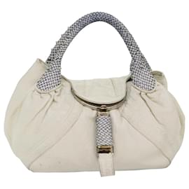 Fendi-FENDI Spy Bag Shoulder Bag Leather White Auth 77228-White