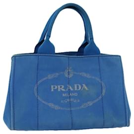 Prada-PRADA Canapa MM Hand Bag Canvas Blue Auth 77361-Blue
