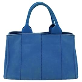 Prada-PRADA Canapa MM Hand Bag Canvas Blue Auth 77361-Blue