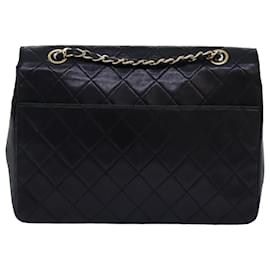 Chanel-CHANEL Matelasse Turn Lock Chain Shoulder Bag Lamb Skin Black CC Auth yk12901A-Black