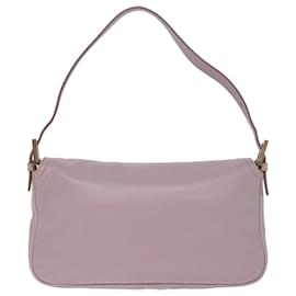 Fendi-FENDI Mamma Baguette Shoulder Bag Leather Pink Auth yk12859A-Pink
