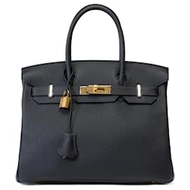 Hermès-Sac HERMES Birkin 30 en Cuir Bleu Marine - 101970-Bleu Marine