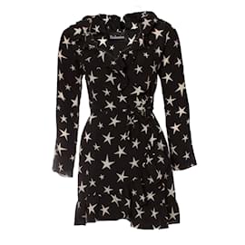 Autre Marque-Realisation, black wrap dress with stars-Black