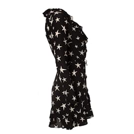 Autre Marque-Realisation, black wrap dress with stars-Black