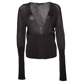 Gucci-gucci, V neck top with corset details-Grey