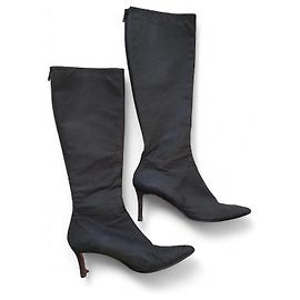 Botas de piel negras de punta Christian Louboutin Negro