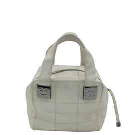 Chanel-Chanel Choco Bar White Cavier Handbag-White