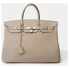 Hermès-HERMES BIRKIN BAG 40 in Gray Leather - 101972-Grey