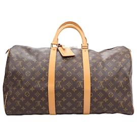 Louis Vuitton-Louis Vuitton Monogram Canvas Keepall 50 Travel Bag M41426-Brown