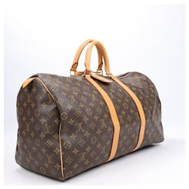 Louis Vuitton-Louis Vuitton Monogram Canvas Keepall 50 Travel Bag M41426-Brown