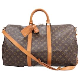 Louis Vuitton-Louis Vuitton Monogram Canvas Keepall Bandoulière 50 Travel Bag M41416-Brown