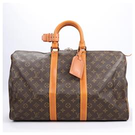 Louis Vuitton-Louis Vuitton Monogram Canvas Keepall 45 Travel Bag M41428-Brown