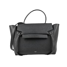 Céline-Celine Belt Bag Mini Leather 2way Handbag in Black-Black
