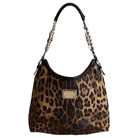 Dolce & Gabbana-Dolce & Gabbana Shopper shoulder bag in animal print coated canvas-Brown,Black