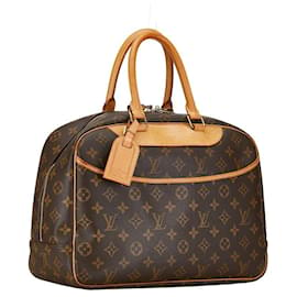 Louis Vuitton-Louis Vuitton Monogram Deauville Handbag M47270 Brown PVC Leather in Very Good Condition-Brown