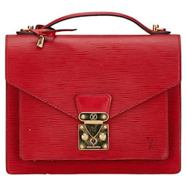 Louis Vuitton-Sac à main en cuir Louis Vuitton Monceau M52127 en très bon état-Rouge