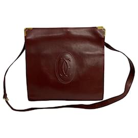 Cartier-Cartier Cartier Shoulder Bag Must Leather Bordeaux Leather Shoulder Bag T16550 in good condition-Other