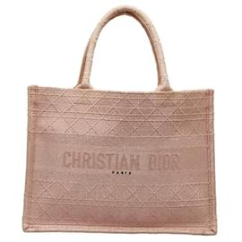 Dior-Dior Cannage Canvas Medium Book Tote Canvas Tote Bag in Good condition-Pink