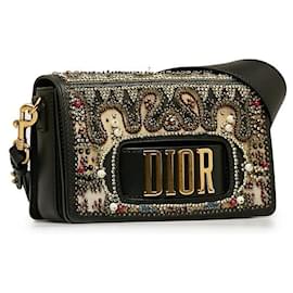 Dior-Dior Beaded Leather Dio(R)evolution Flap Bag Leather Shoulder Bag in Good condition-Black