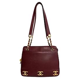 Chanel-Bolsa Tote de couro Chanel Triple Coco 16858 em muito bom estado-Outro