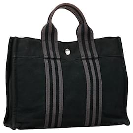 Hermès-Hermes Canvas Fourre Tout PM Canvas Tote Bag in Good condition-Black