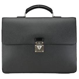 Louis Vuitton-Louis Vuitton Moscova Briefcase Leather Business Bag M30032 in good condition-Black